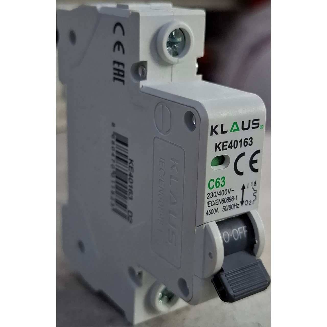 Автоматический выключатель KLAUS KE40163 C63 1P 63A 4.5kA (DIN)